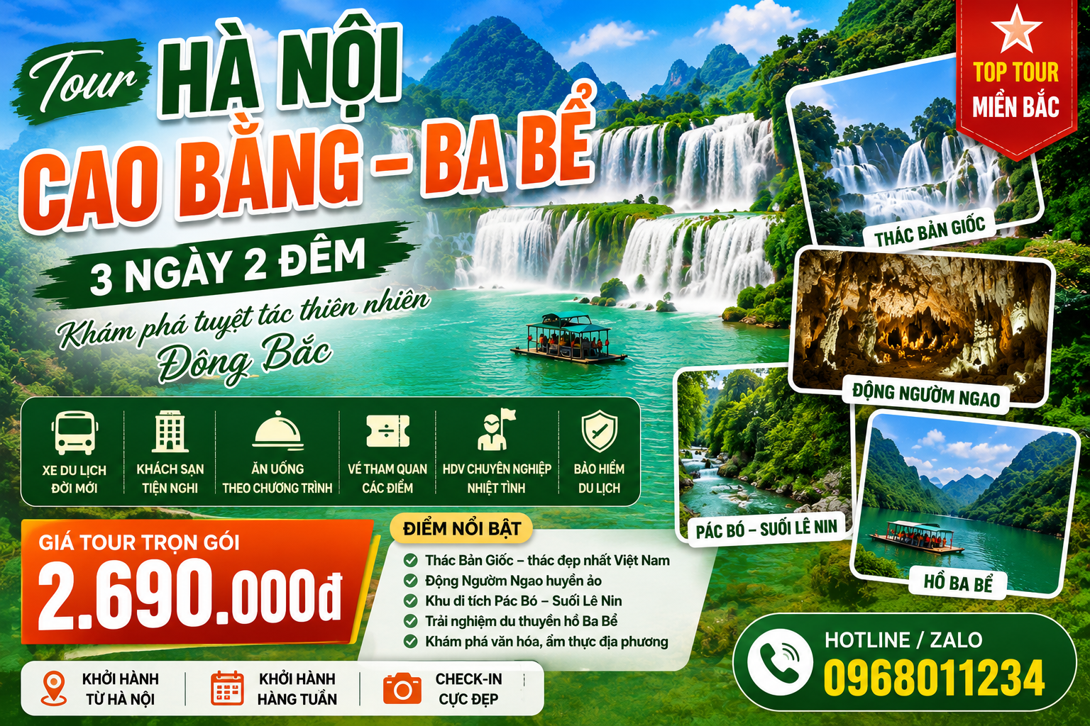 Tour Hồ Ba Bể - Cao Bằng - Thác Bản Giốc 3N2Đ