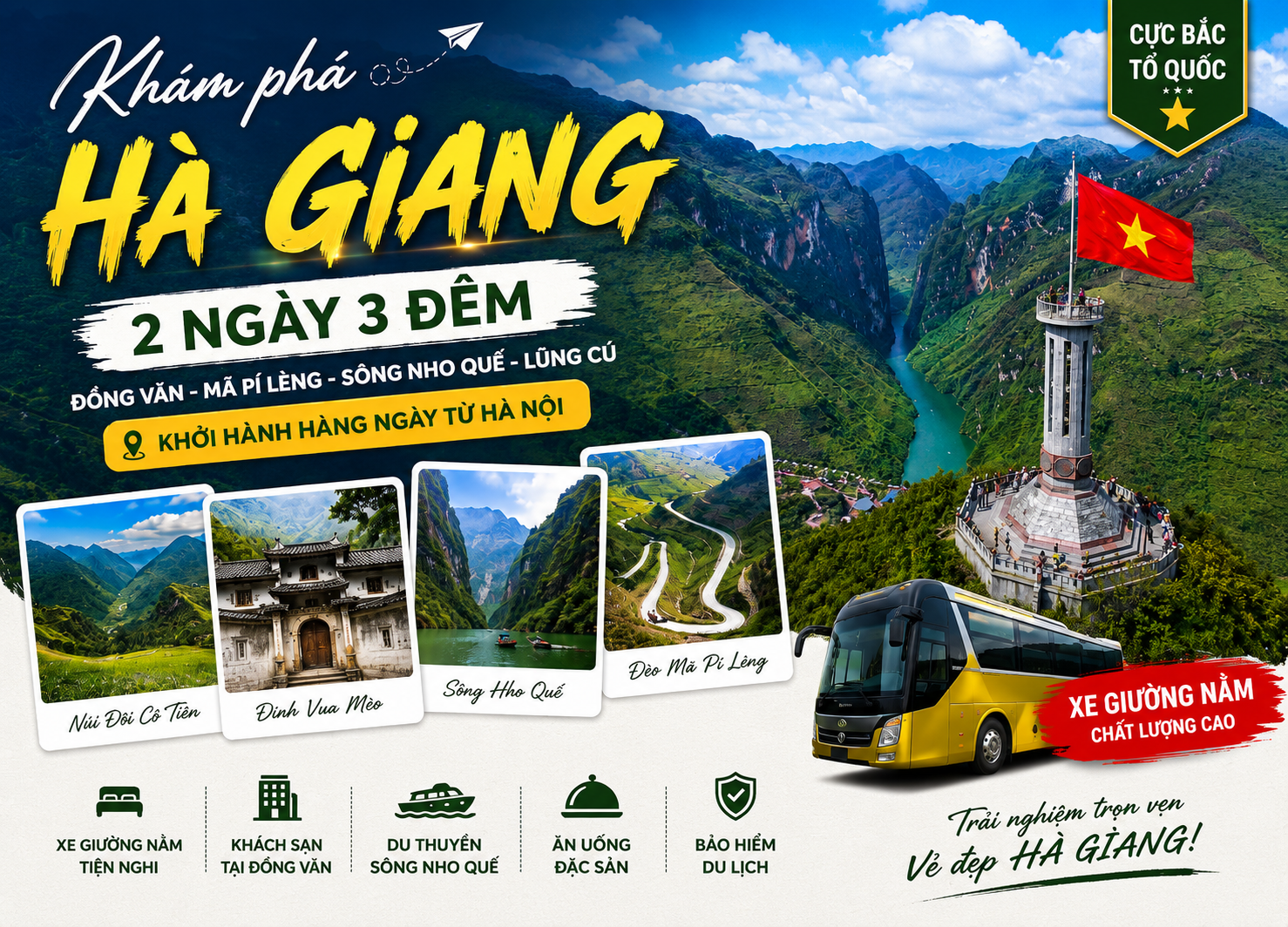 Tour Yên Minh - Đồng Văn - Hà Giang 2N3Đ Xe giường nằm